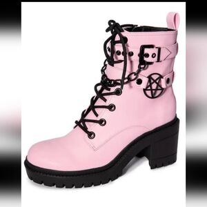 Black Craft Cult Pink Pentagram Gothic Boots Killstar Dollskill Hot Topic